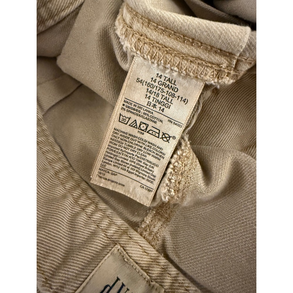 Gap Jeans High-Rise Wide-Leg Crop Womens 14 Tall Tan Distressed Denim Stretch - Picture 6 of 11